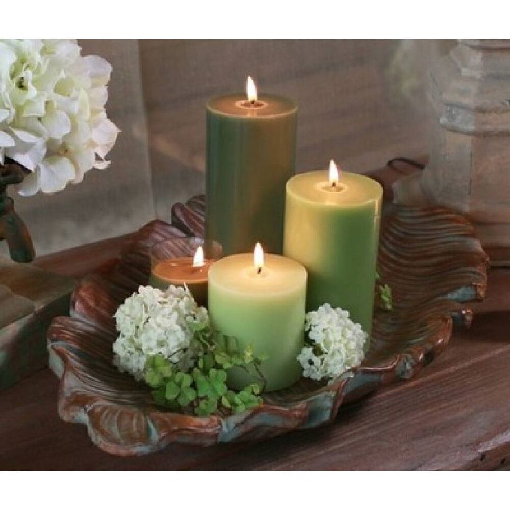 🩵NIB Partylite Brown Leaf Sculpted Pillar Candle Garden Centerpiece - Picture 7 of 15